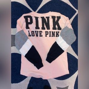 color block “PINK” crew neck sweatshirt